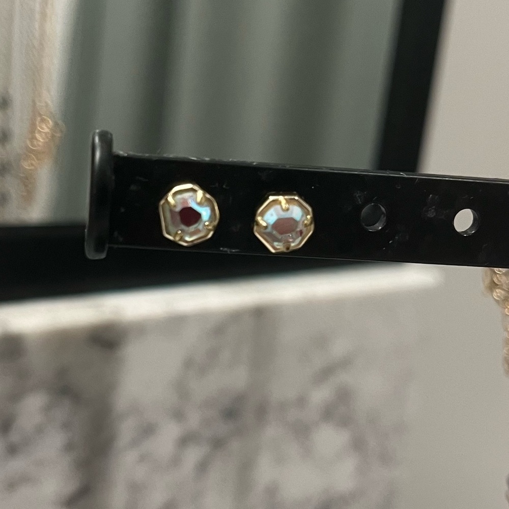 Nola Gold Stud Earrings in Iridescent Drusy